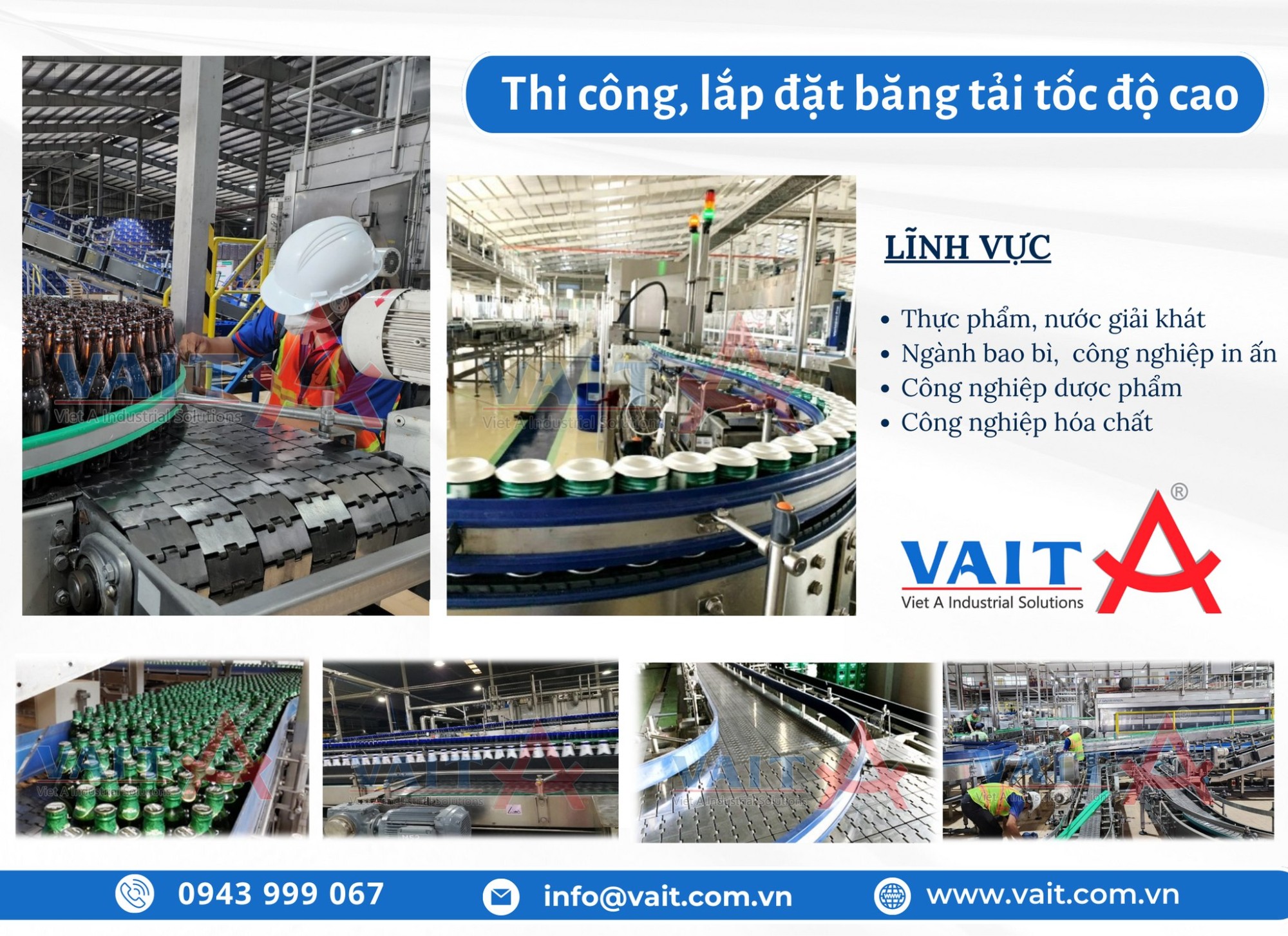 Lắp đặt băng tải chai tốc độ cao