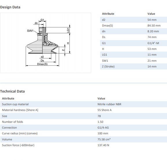 NÚM HÚT CHÂN KHÔNG - 10.01.06.00084 - Phụ kiện thiết bị nâng hạ chân không - Schmalz Bellows suction cup (round)