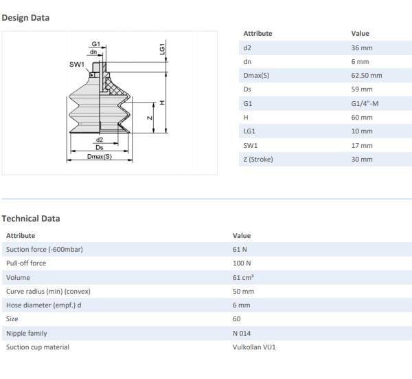 BELLOWS SUCTION PAD - 10.01.06.00238 - Phụ kiện thiết bị nâng hạ chân không, thiết bị nâng côngnghiệp - Schmalz