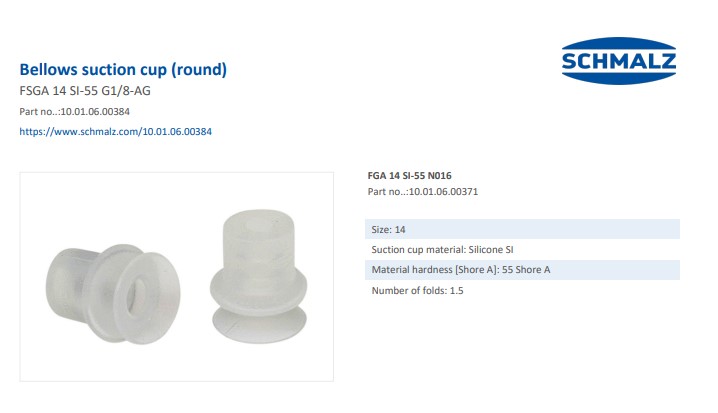 NÚM HÚT CHÂN KHÔNG - 10.01.06.00384 - Phụ kiện thiết bị nâng hạ chân không, thiết bị nâng công nghiệp - Schmalz