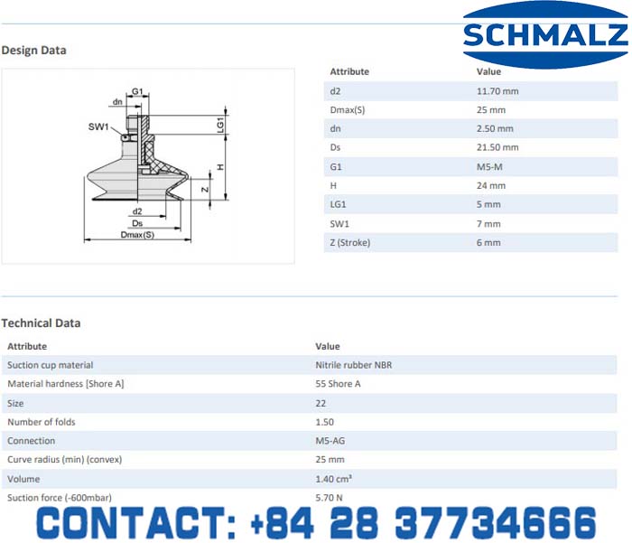 SUCTION CUP - 10.01.06.00080 - Phụ kiện thiết bị nâng hạ chân không, thiết bị nâng công nghiệp, Núm hút chân không - Schmalz