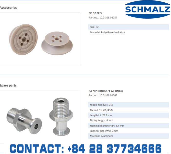 SUCTION CUP - 10.01.06.00081 - Phụ kiện thiết bị nâng hạ chân không, thiết bị nâng công nghiệp, Núm hút chân không - Schmalz