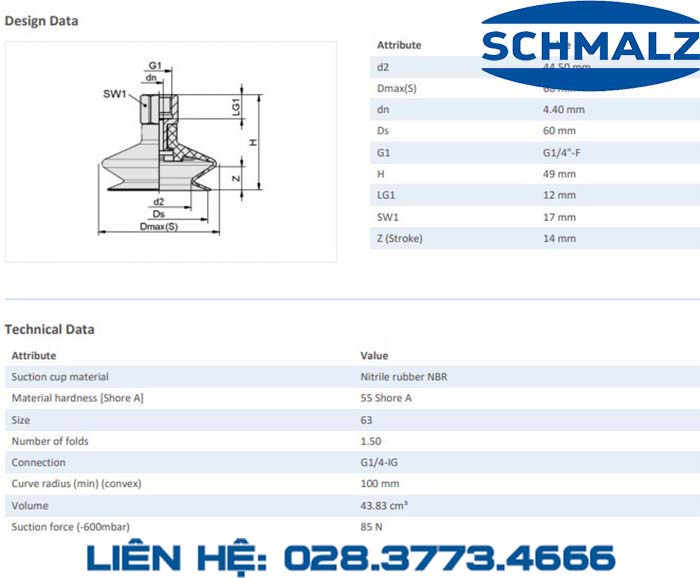 SUCTION CUP - 10.01.06.00691 - Phụ kiện thiết bị nâng hạ chân không, thiết bị nâng công nghiệp, Núm hút chân không - Schmalz