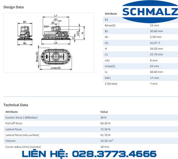 SUCTION CUP - 10.01.06.00891 - Phụ kiện thiết bị nâng hạ chân không, thiết bị nâng công nghiệp, Núm hút chân không - Schmalz