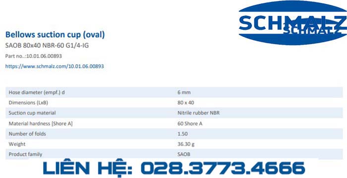 SUCTION CUP - 10.01.06.00893 - Phụ kiện thiết bị nâng hạ chân không, thiết bị nâng công nghiệp, Núm hút chân không - Schmalz