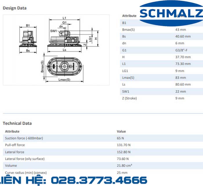 SUCTION CUP - 10.01.06.00906 - Phụ kiện thiết bị nâng hạ chân không, thiết bị nâng công nghiệp, Núm hút chân không - Schmalz