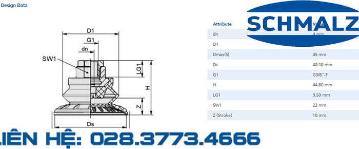 SUCTION CUP - 10.01.06.00924 - Phụ kiện thiết bị nâng hạ chân không, thiết bị nâng công nghiệp, Núm hút chân không - Schmalz