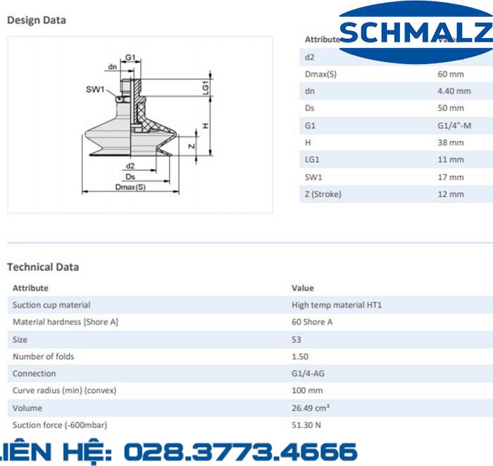 SUCTION CUP - 10.01.06.00943 - Phụ kiện thiết bị nâng hạ chân không, thiết bị nâng công nghiệp, Núm hút chân không - Schmalz
