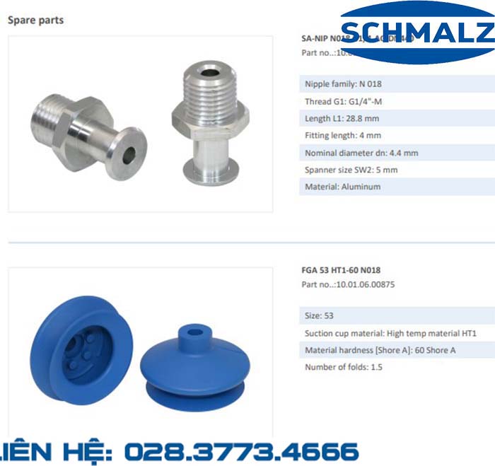 SUCTION CUP - 10.01.06.00943 - Phụ kiện thiết bị nâng hạ chân không, thiết bị nâng công nghiệp, Núm hút chân không - Schmalz