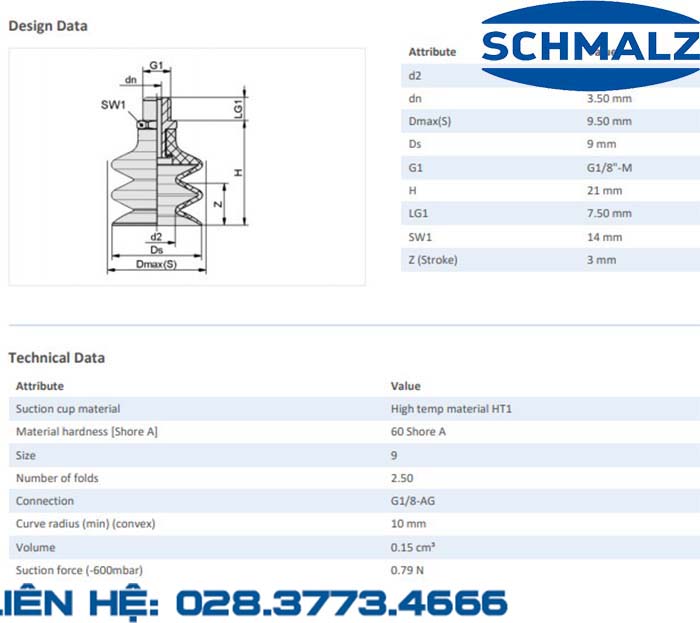 SUCTION CUP - 10.01.06.00962 - Phụ kiện thiết bị nâng hạ chân không, thiết bị nâng công nghiệp, Núm hút chân không - Schmalz