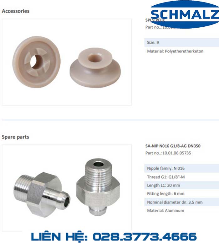 SUCTION CUP - 10.01.06.00962 - Phụ kiện thiết bị nâng hạ chân không, thiết bị nâng công nghiệp, Núm hút chân không - Schmalz