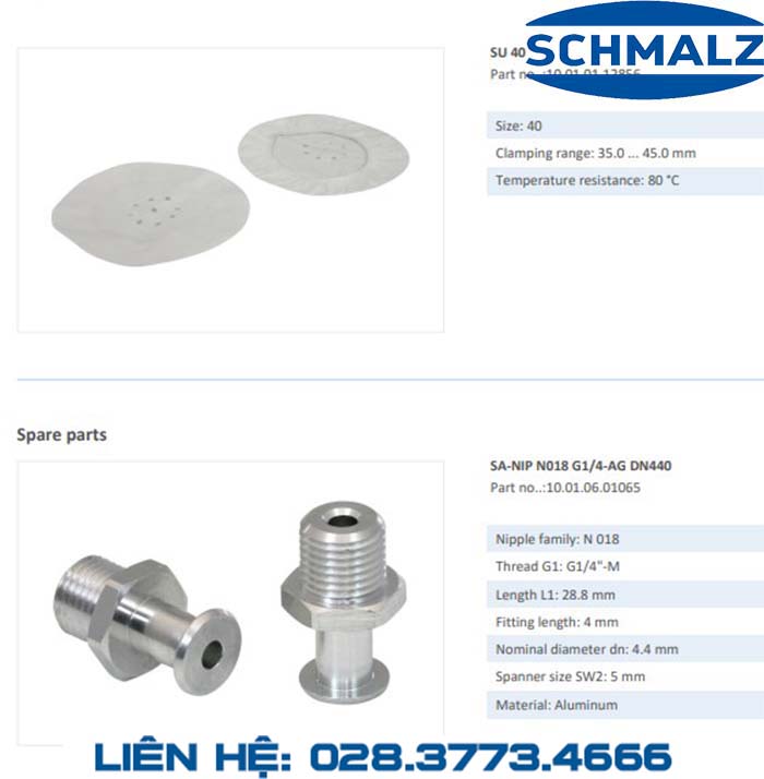 SUCTION CUP - 10.01.06.00974 - Phụ kiện thiết bị nâng hạ chân không, thiết bị nâng công nghiệp, Núm hút chân không - Schmalz