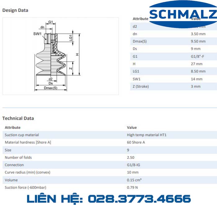 SUCTION CUP - 10.01.06.00978 - Phụ kiện thiết bị nâng hạ chân không, thiết bị nâng công nghiệp, Núm hút chân không - Schmalz