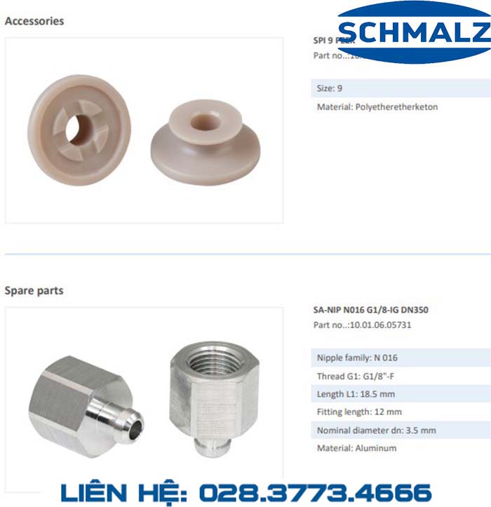 SUCTION CUP - 10.01.06.00978 - Phụ kiện thiết bị nâng hạ chân không, thiết bị nâng công nghiệp, Núm hút chân không - Schmalz