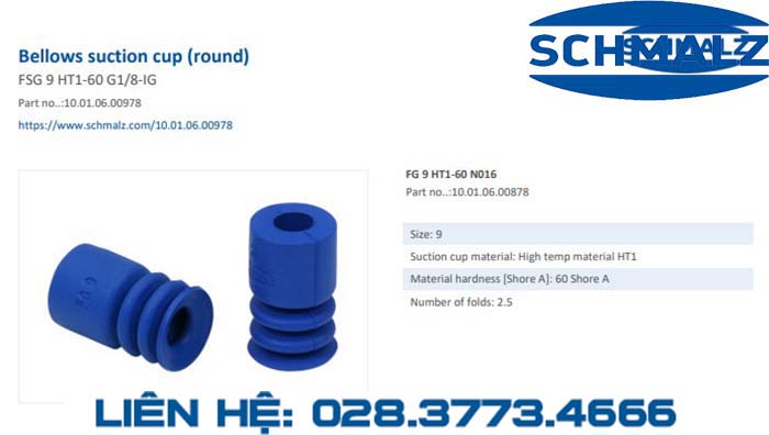 SUCTION CUP - 10.01.06.00978 - Phụ kiện thiết bị nâng hạ chân không, thiết bị nâng công nghiệp, Núm hút chân không - Schmalz
