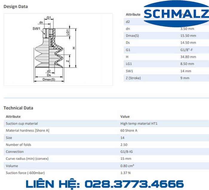 SUCTION CUP - 10.01.06.00982 - Phụ kiện thiết bị nâng hạ chân không, thiết bị nâng công nghiệp, Núm hút chân không - Schmalz