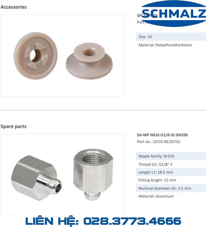 SUCTION CUP - 10.01.06.00982 - Phụ kiện thiết bị nâng hạ chân không, thiết bị nâng công nghiệp, Núm hút chân không - Schmalz