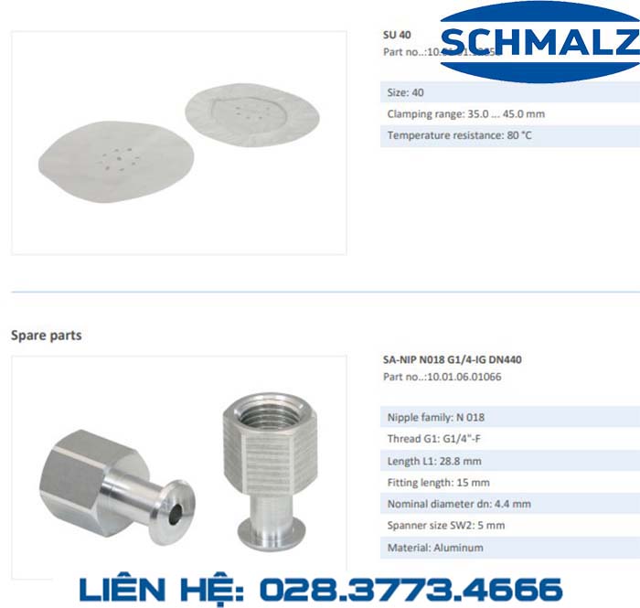 SUCTION CUP - 10.01.06.00990 - Phụ kiện thiết bị nâng hạ chân không, thiết bị nâng công nghiệp, Núm hút chân không - Schmalz