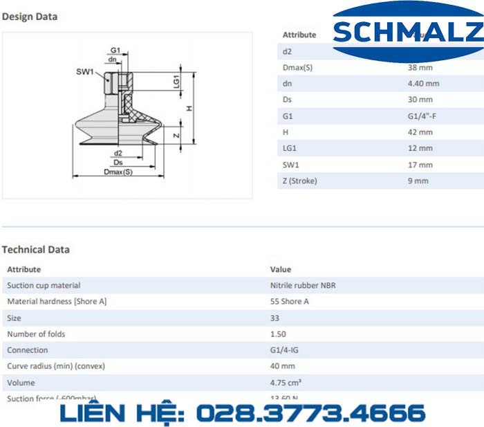 SUCTION CUP - 10.01.06.01066 - Phụ kiện thiết bị nâng hạ chân không, thiết bị nâng công nghiệp, Núm hút chân không - Schmalz