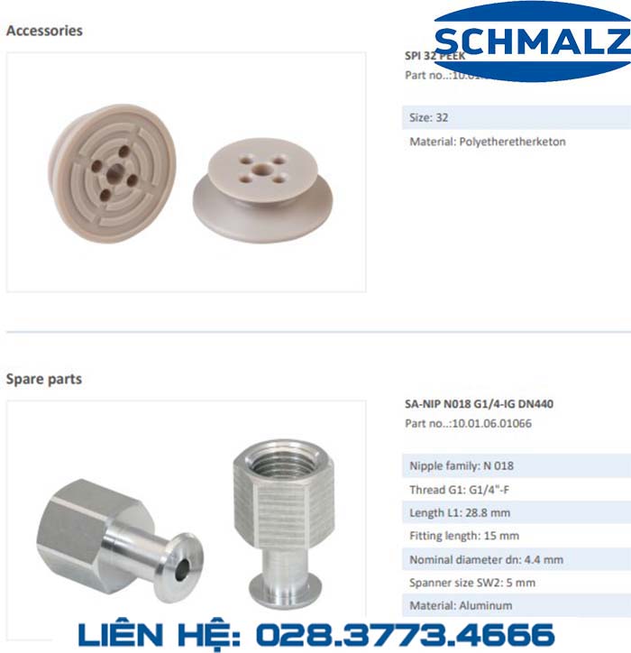 SUCTION CUP - 10.01.06.01066 - Phụ kiện thiết bị nâng hạ chân không, thiết bị nâng công nghiệp, Núm hút chân không - Schmalz