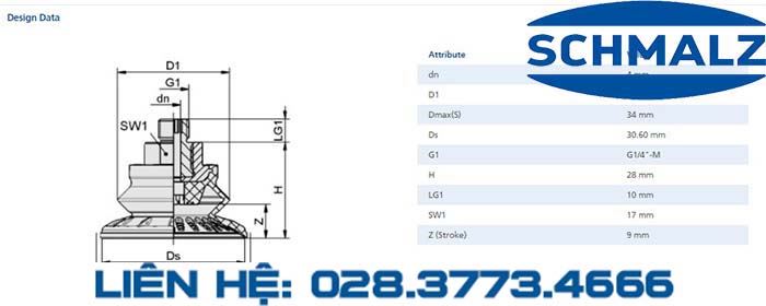 SUCTION CUP - 10.01.06.01197 - Phụ kiện thiết bị nâng hạ chân không, thiết bị nâng công nghiệp, Núm hút chân không - Schmalz