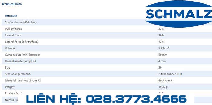 SUCTION CUP - 10.01.06.01197 - Phụ kiện thiết bị nâng hạ chân không, thiết bị nâng công nghiệp, Núm hút chân không - Schmalz