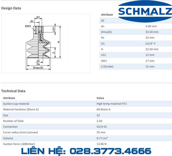 SUCTION CUP - 10.01.06.01246 - Phụ kiện thiết bị nâng hạ chân không, thiết bị nâng công nghiệp, Núm hút chân không - Schmalz