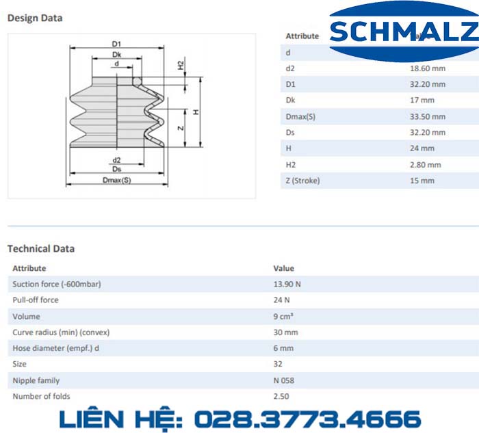 SUCTION CUP - 10.01.06.01943 - Phụ kiện thiết bị nâng hạ chân không, thiết bị nâng công nghiệp, Núm hút chân không - Schmalz