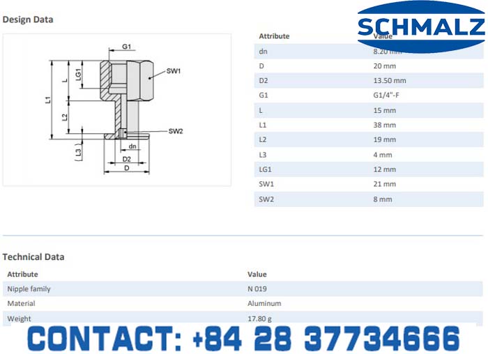 SUCTION CUP - 10.01.06.01960 - Phụ kiện thiết bị nâng hạ chân không, thiết bị nâng công nghiệp, Núm hút chân không - Schmalz
