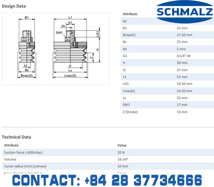 SUCTION CUP - 10.01.06.02281 - Phụ kiện thiết bị nâng hạ chân không, thiết bị nâng công nghiệp, Núm hút chân không - Schmalz