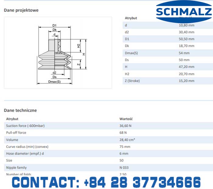 SUCTION CUP - 10.01.06.02469 - Phụ kiện thiết bị nâng hạ chân không, thiết bị nâng công nghiệp, Núm hút chân không - Schmalz