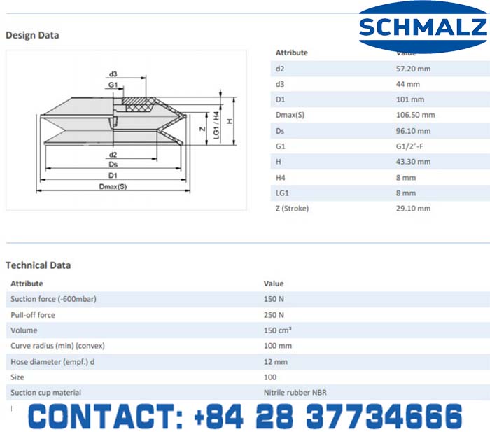 SUCTION CUP - 10.01.06.02932 - Phụ kiện thiết bị nâng hạ chân không, thiết bị nâng công nghiệp, Núm hút chân không - Schmalz
