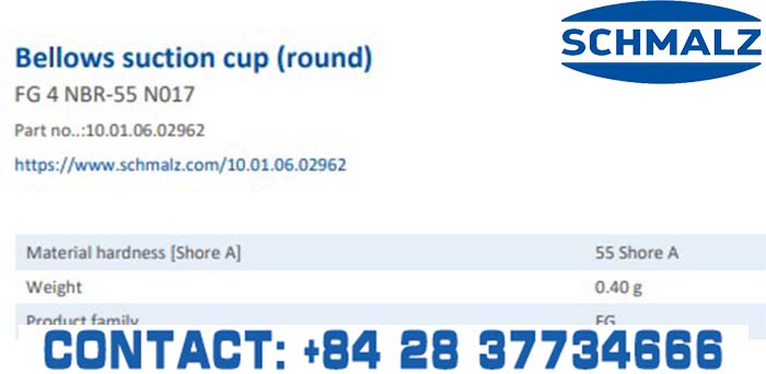 SUCTION CUP - 10.01.06.02962 - Phụ kiện thiết bị nâng hạ chân không, thiết bị nâng công nghiệp, Núm hút chân không - Schmalz
