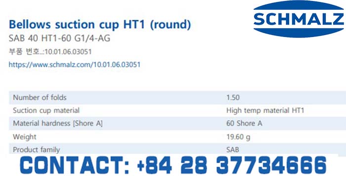 SUCTION CUP - 10.01.06.03051 - Phụ kiện thiết bị nâng hạ chân không, thiết bị nâng công nghiệp, Núm hút chân không - Schmalz