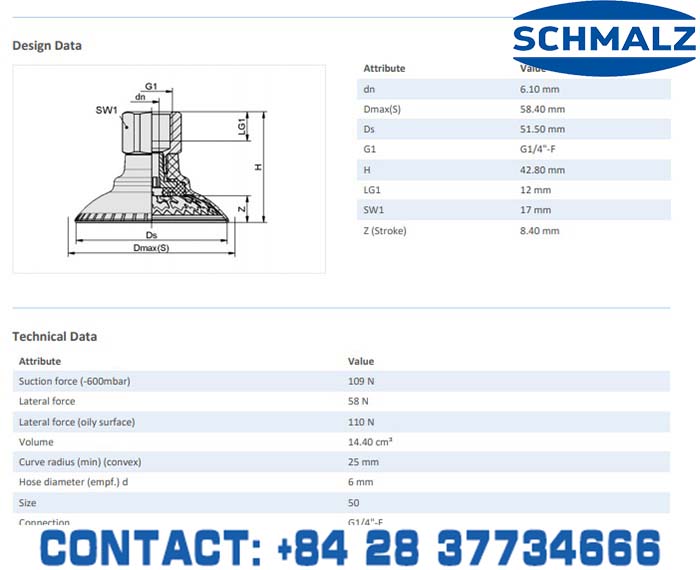 SUCTION CUP - 10.01.19.00024 - Phụ kiện thiết bị nâng hạ chân không, thiết bị nâng công nghiệp, Núm hút chân không - Schmalz