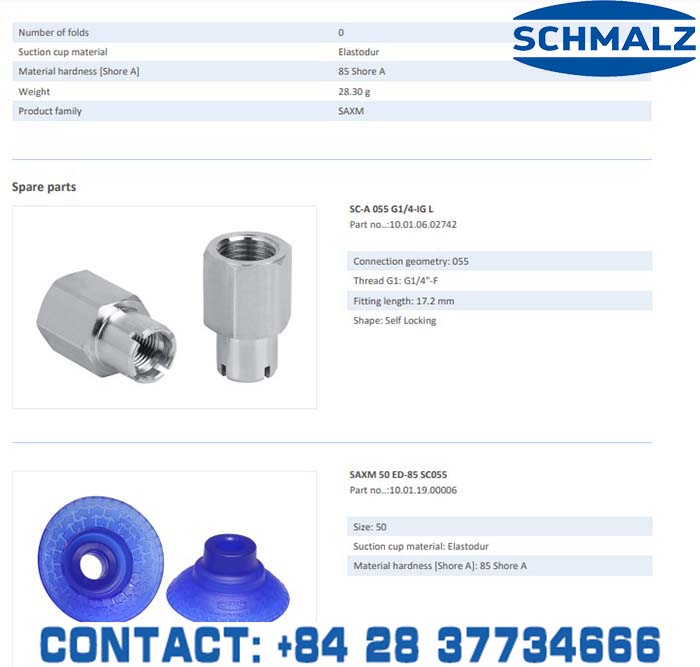 SUCTION CUP - 10.01.19.00024 - Phụ kiện thiết bị nâng hạ chân không, thiết bị nâng công nghiệp, Núm hút chân không - Schmalz