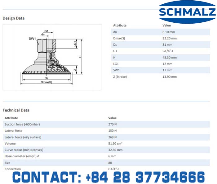 SUCTION CUP - 10.01.19.00034 - Phụ kiện thiết bị nâng hạ chân không, thiết bị nâng công nghiệp, Núm hút chân không - Schmalz