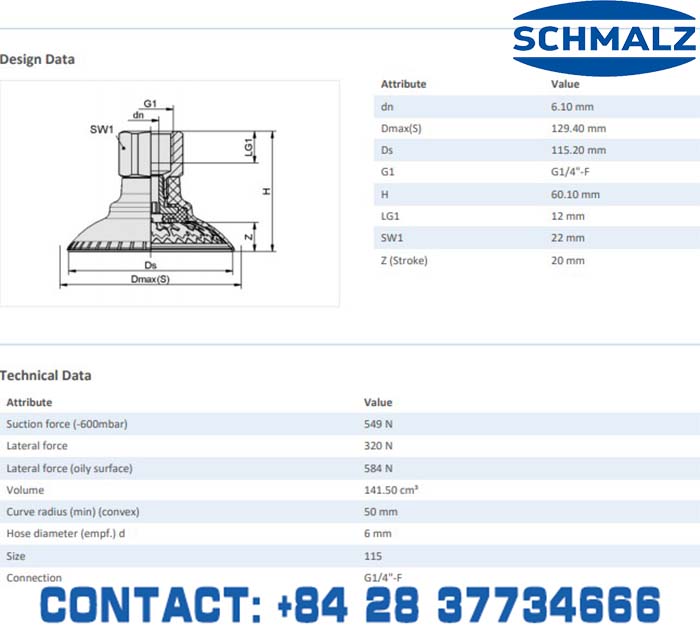 SUCTION CUP - 10.01.19.00044 - Phụ kiện thiết bị nâng hạ chân không, thiết bị nâng công nghiệp, Núm hút chân không - Schmalz